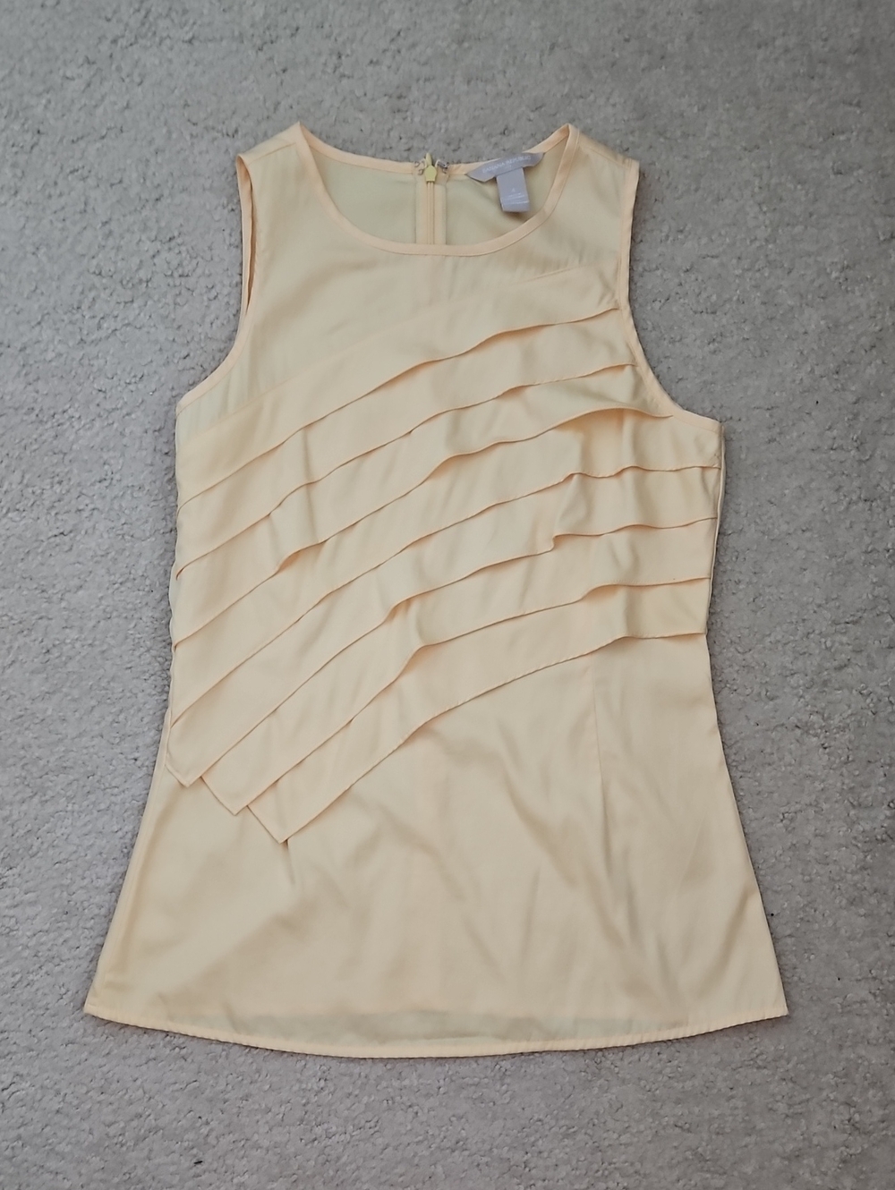 Banana Republic Factory Pale Yellow Ruffle Front Sleeveless Top